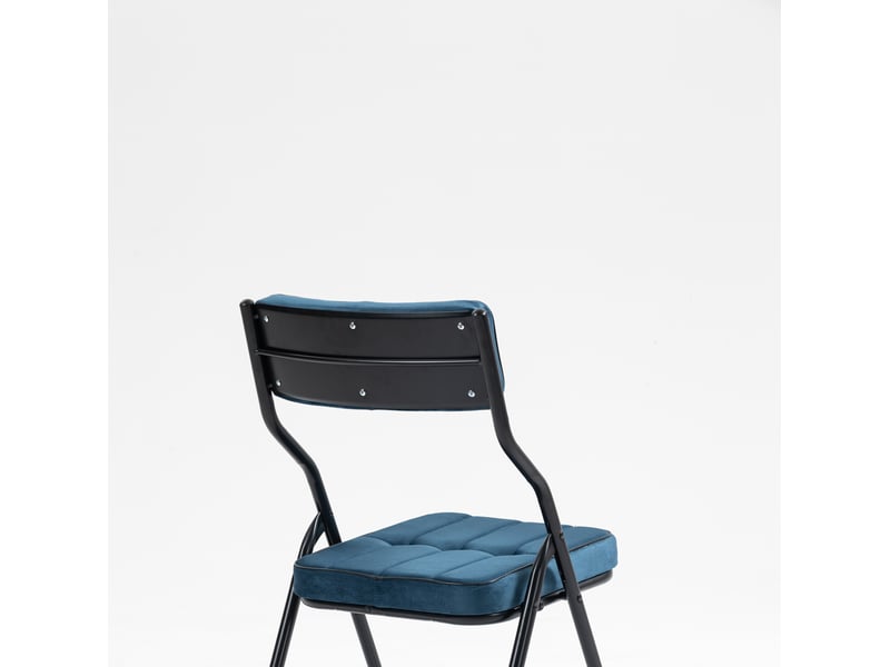 Lot de 2 chaises de salle à manger pliantes en velours bleu - Conforama E