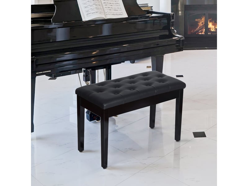  Tabouret de piano avec espace de rangement sous l'assise en cuir synthétique 76x36x50 cm noir  - Conforama D