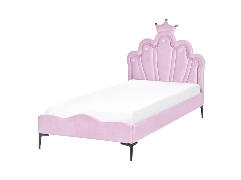 Lit d'enfant couronne velours rubian 90 x 200 cm avec des lumières leds violet - Conforama A