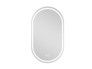 Miroir de salle de bains mural ovale 60 x 90 cm argenté en verre et métal, led tactile anti-buée réglable