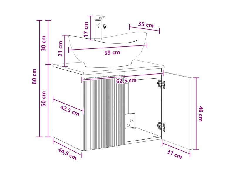  Ensemble de mobilier de salle de bain chêne sonoma cf64664  - Conforama E