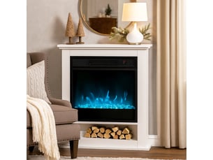 Cheminée électrique 1800w, fausse cheminée décorative, effet flamme à 9 couleurs et 5 luminosité, 62,5x20x72,5cm, blanc
