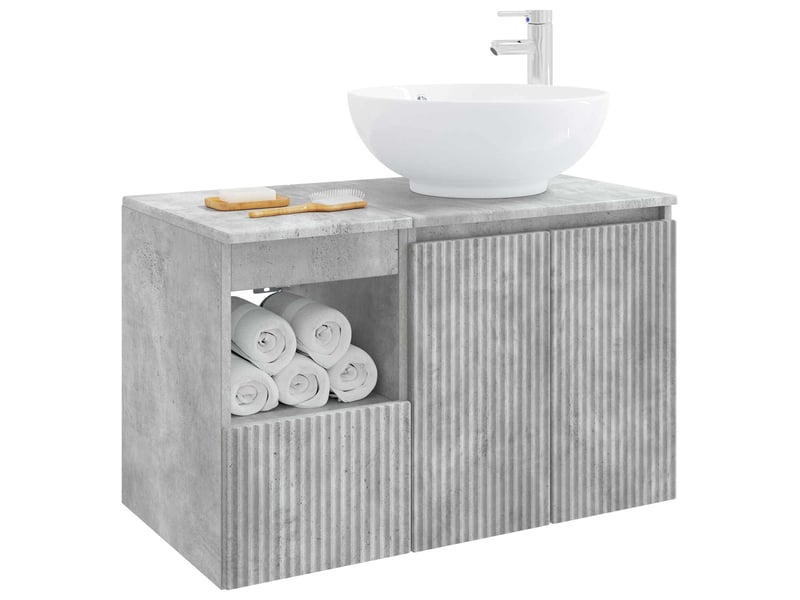  Ensemble de mobilier de salle de bain 2 pc gris béton cf64155  - Conforama C