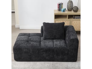 Canapé droit compressé fixe NECHE 158x90x60cm 1 place Tissu Noir