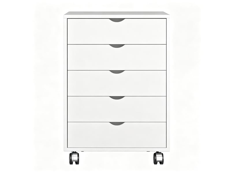  Caisson de bureau mobile 5 tiroirs 50x40x67,5 cm – blanc – rangement pour documents et fournitures  - Conforama A