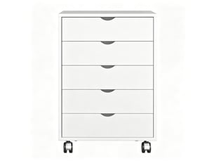 Caisson de bureau mobile 5 tiroirs 50x40x67,5 cm – blanc – rangement pour documents et fournitures