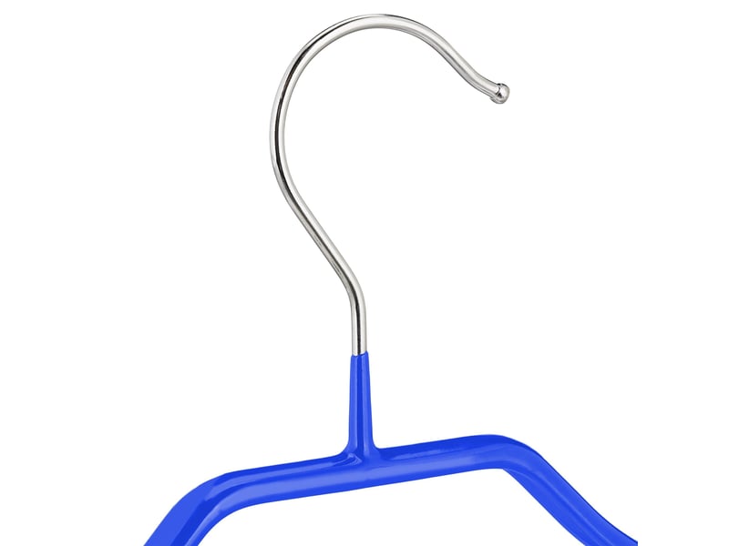  Lot de 10 cintres antidérapants pour costumes large support épaules rangement 19 x 45 x 3,5 cm en métal bleu 13_0009024  - Conforama D