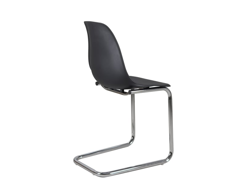  Lot de 2 chaises visiteur meo design vintage noires avec structure chromée  - Conforama E