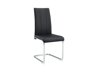 Chaise de salle à manger ergonomique avec assise rembourrée  - structure stable, métal et pu - noir