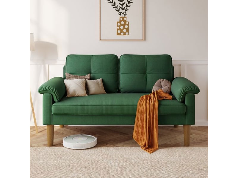 Canapé 2 places bealife scandinave tissu avec coussins - Conforama B
