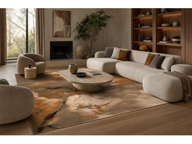  Tapis en laine omega limus marbre brunes 200x300 cm  - Conforama D