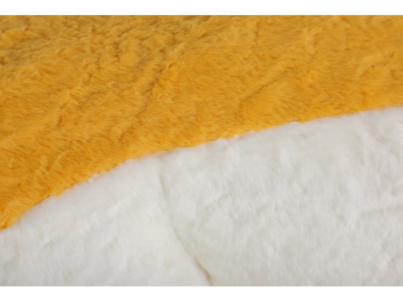  Fauteuil pouf grand format avec mousse déchiquetée, base antidérapante et poignée, en tissu bleu, blanc et jaune  - Conforama D