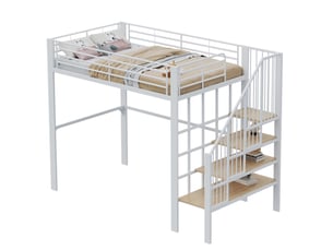 Lit mezzanine 140x200 cm OKWISH   coloris blanc