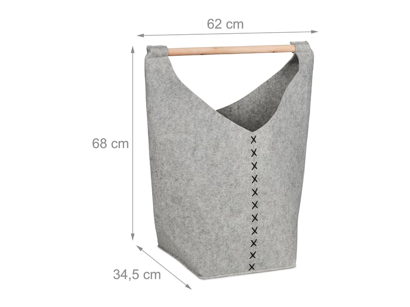  Panier à linge décoratif pliable facilement transportable 68 x 62 x 34,5 cm en feutre gris 13_0014002  - Conforama B