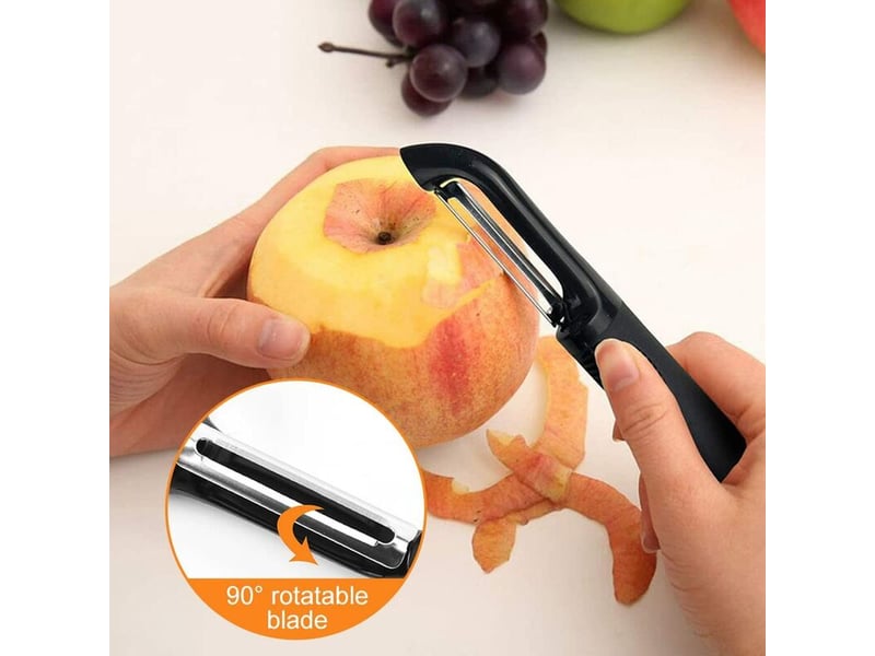 Econome legumes, éplucheurs, eplucheur tomate, lame tranchante en acier inoxydable, lame rotative, avec trous de creusement, adaptée pour éplucher les QWE001036 - Conforama C