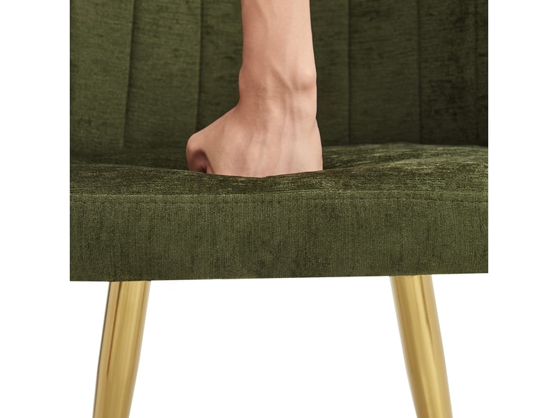  Lot de 6 chaises de salle à manger,58,5x62x78 cm,avec pieds dorés réglables,polyester,vert  - Conforama E
