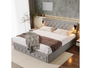Lit coffre 180x200 cm coloris gris