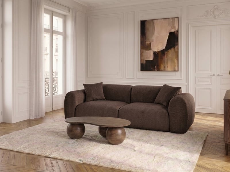  Bobochic canapé droit fixe 3 places siena tissu chenille marron SIENA - Conforama C