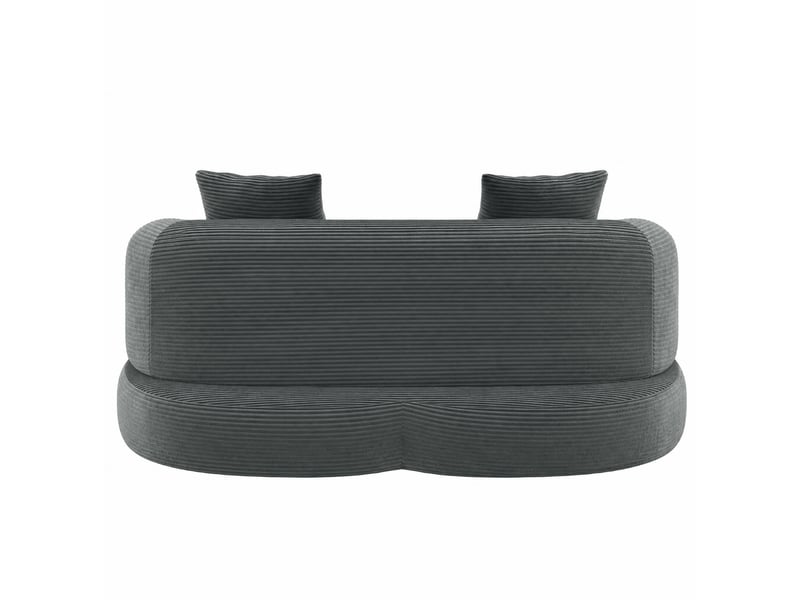  Canapé droit 2 places en velours côtelé gris foncé, pliable avec espace lounge et accoudoir amovible  - Conforama A