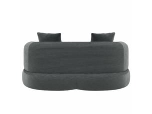 Canapé droit 2 places en velours côtelé gris foncé, pliable avec espace lounge et accoudoir amovible