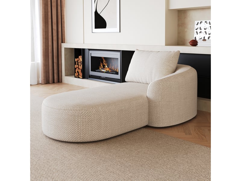 Méridienne droite blanche canapé 1 place en tissu chenille doux pour salon et chambre - Conforama B