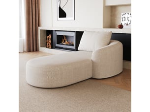 Méridienne droite blanche canapé 1 place en tissu chenille doux pour salon et chambre