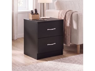 Table de chevet riano, commode de nuit, chambre, rangement, 47x40x36cm, 2 tiroirs, noir