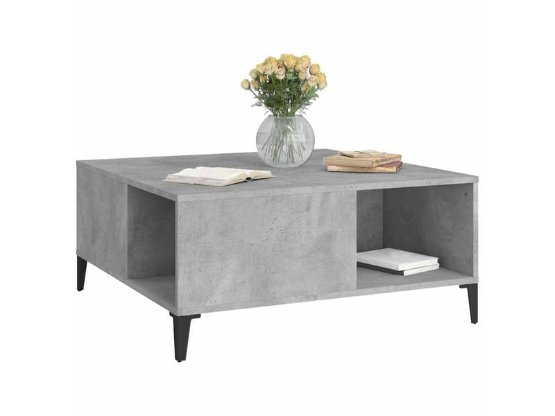  Table basse - table de salon - table à thé gris béton 80x80x36,5 cm bois d'ingénierie  - Conforama D