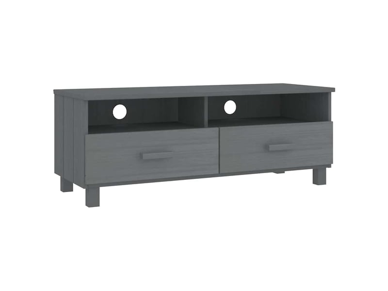  Meuble tv - banc tv - meuble de rangement hamar gris foncé 106x40x40 cm bois massif de pin  - Conforama A