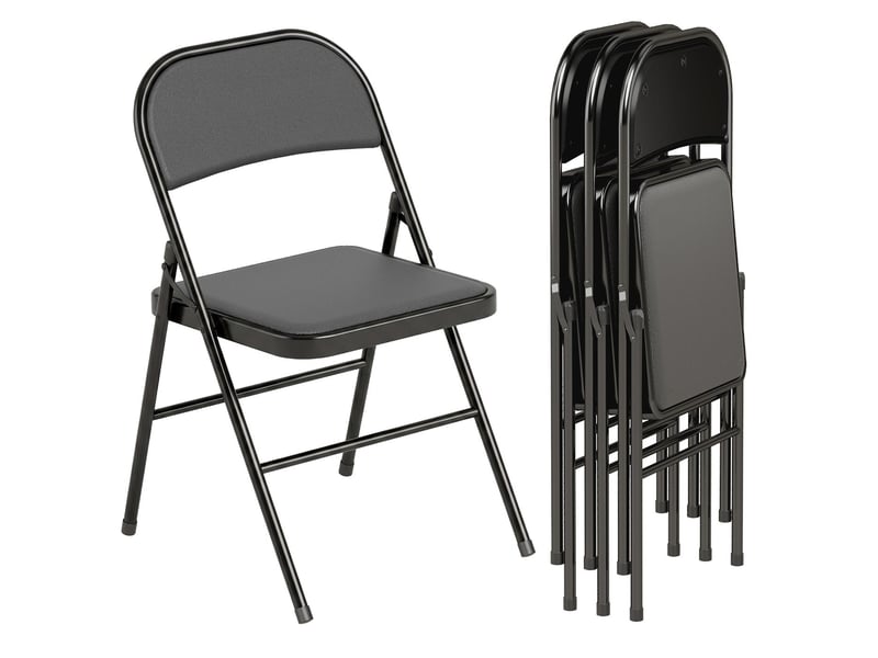  Lot de 4 chaises pliantes en similicuir et acier noir 45 x 46 x 78 cm  - Conforama A