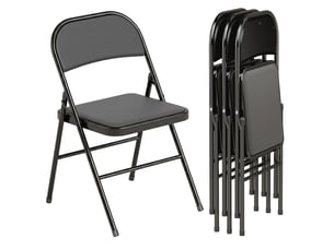 Lot de 4 chaises pliantes en similicuir et acier noir 45 x 46 x 78 cm
