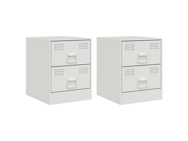  Vidaxl table de nuit blanc acier 2 tiroirs meuble rangement moderne 34,5x39x44 cm chambre coucher  - Conforama A