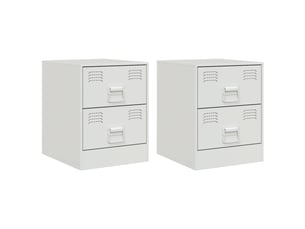 Vidaxl table de nuit blanc acier 2 tiroirs meuble rangement moderne 34,5x39x44 cm chambre coucher