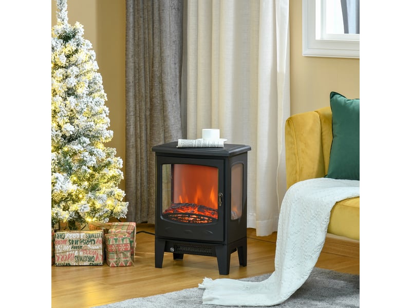  Cheminée électrique avec effet flamme led, 900 w1800 w, noire, pour petite pièce  - Conforama C