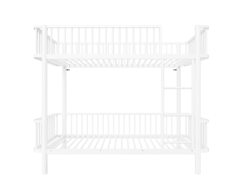 Lit superposé 90 x 200 cm avec angles arrondis, pieds surélevés et garde-corps de sécurité, design gain de place, métal, blanc OMNIGLINT TRADING LTD - Conforama E