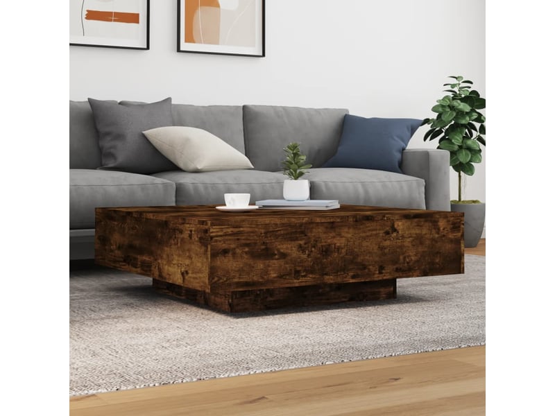  Table basse | table d'appoint salon chêne fumé 100x100x31 cm bois d'ingénierie  - Conforama C