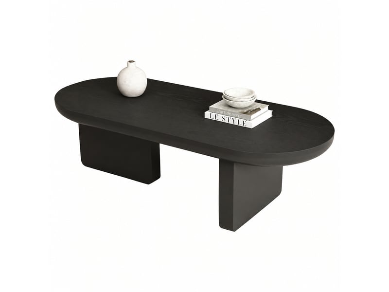  Table basse ovale noire en mdf, design minimaliste, 119,7 x 49,8 x 35,5 cm, noir  - Conforama A