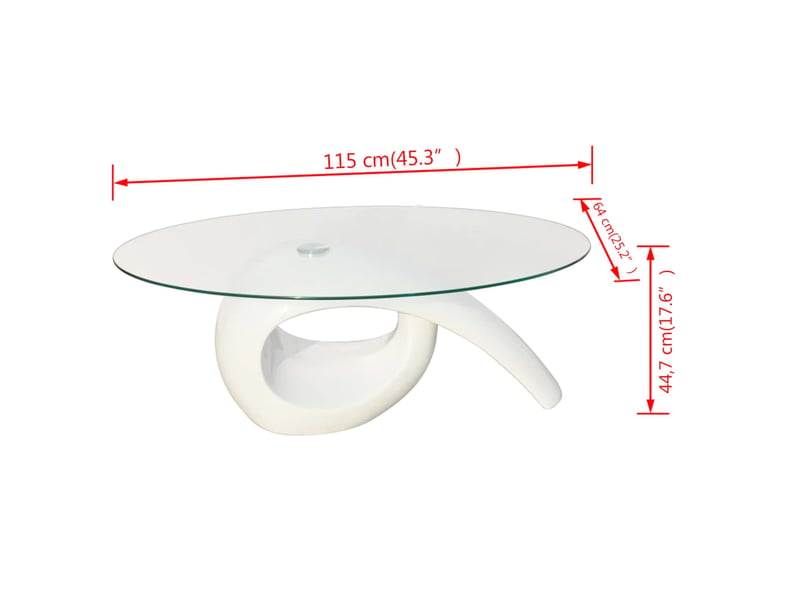  Table basse | table d'appoint salon avec dessus de table en verre ovale blanc brillant shl9291  - Conforama D