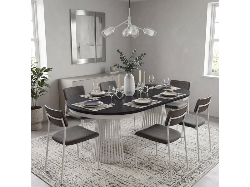Selsey garda - table à manger ronde extensible - 100 cm - noirblanc Garda - Conforama C