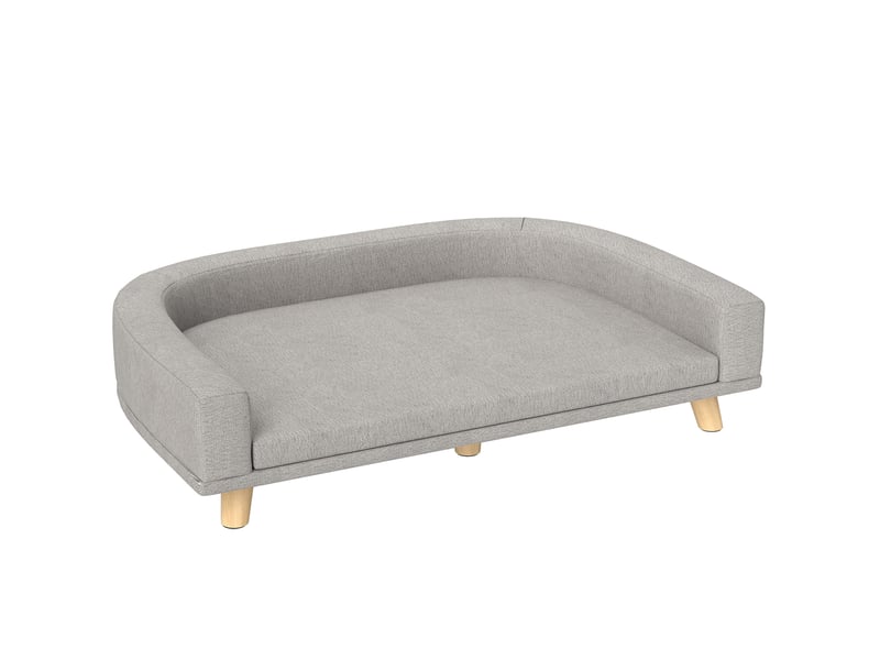  Canapé pour votre petit compagnon de compagnie 98 x 67 x 25 cm, tissu gris, coussin amovible, pieds en bois et structure surélevée  - Conforama A