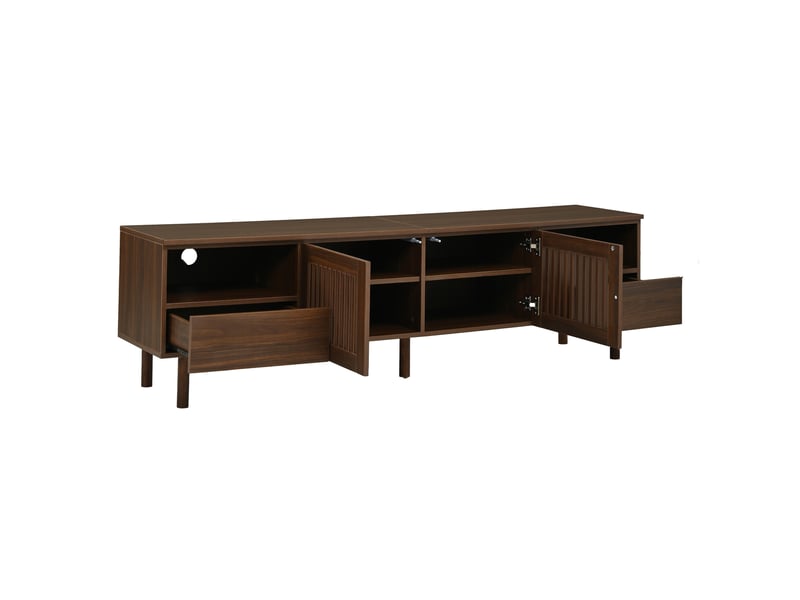  Meuble tv 180x40x51 cm en mdf, 2 portes grillagées, 2 tiroirs et niches ouvertes  - Conforama D
