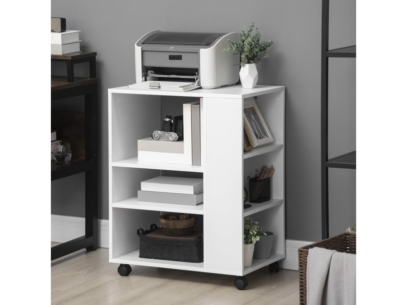  Meuble pour imprimante, meuble d'appoint pour bureau, chambre, cuisine, salon, 60 x 40 x 75,8 cm, blanc  - Conforama D