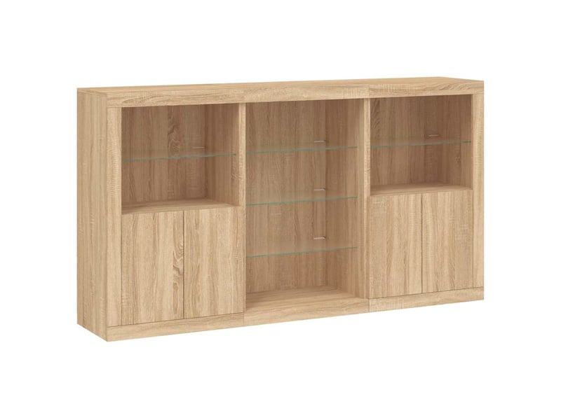  Buffet - bahut - meuble de rangement avec lumières led chêne sonoma 181,5x37x100 cm  - Conforama C