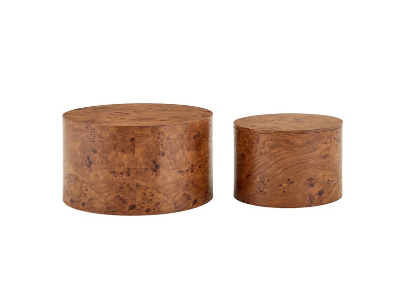  Ensemble de 2 tables basses gigognes ø62.8x35 et ø44x26 cm avec rangement en mdf marron  - Conforama A