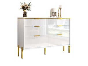 Commode 6 tiroir(s) <strong>MERAX</strong> <strong>commode blanc</strong> coloris blanc largeur 120 cm
