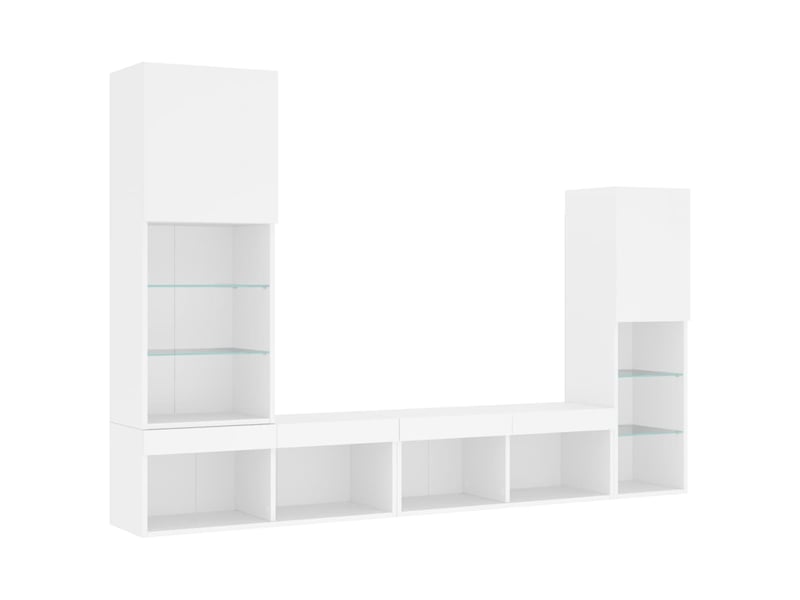 Unités murales tv avec led 4 pcs blanc bois d'ingénierie shl78300 - Conforama C