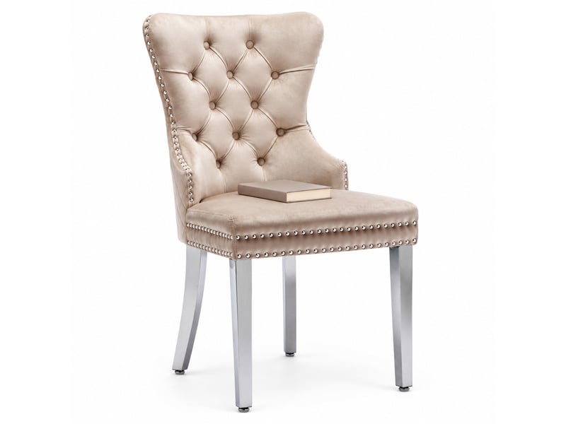 Lot de 4 chaises de salle à manger en velours avec pieds en métal - Conforama A
