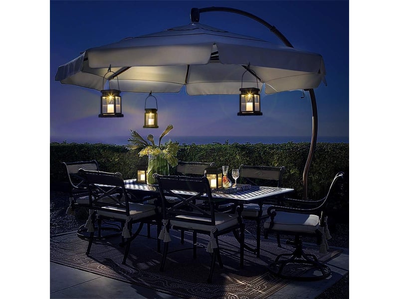  8 lampes solaires suspendues extérieures avec effet bougie led, lumière blanc chaud pour jardin, terrasse, pelouse et arbre  - Conforama C