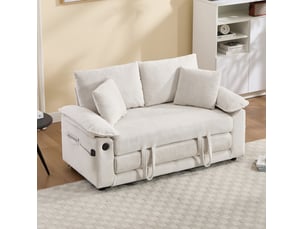 Canapé droit convertible <strong>MODENVIE</strong> <strong></strong> 2 places Tissu blanc