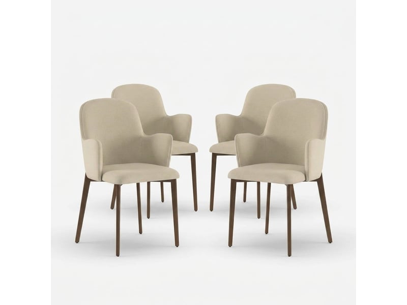 Lot de 4 chaises de salle à manger rembourrées en tissu easy-clean hug - beige - Conforama A